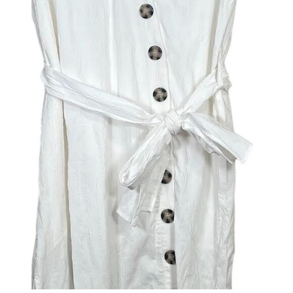 Chelsea & Theodore Asymmetrical White Button Down Dress / Size Large - Picture 2 of 7